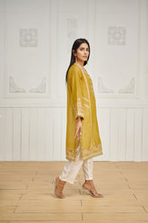 DA-1650 GREEN EMBROIDERED KURTA